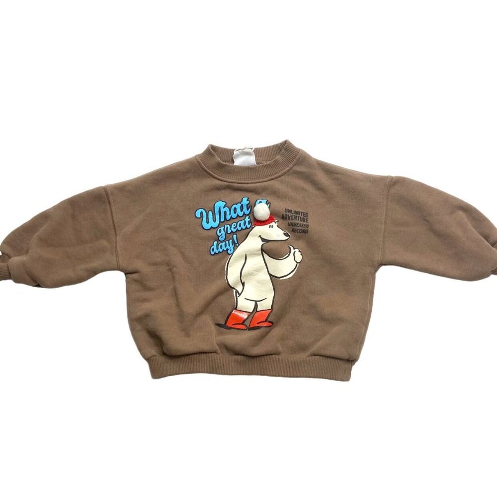 Zara Brown Polar Bear Sweatshirt